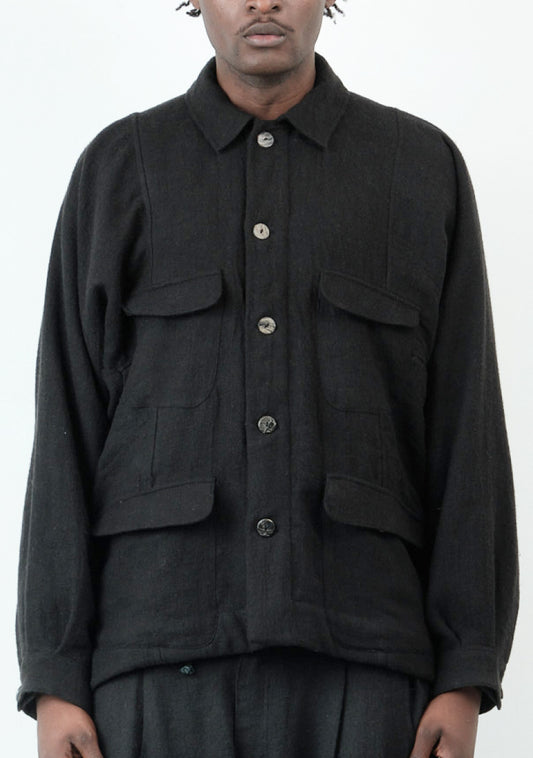 Farmer Jacket – Brushed Japanese Wool – Dark Brown