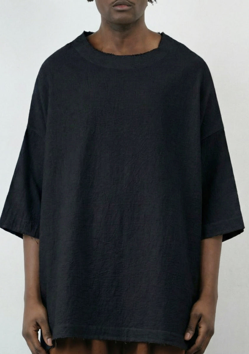 Beekeeper T-Shirt – Crinkled Cotton Linen – Black