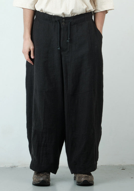 Fisherman Pant – Brushed Japanese Wool Linen – Black